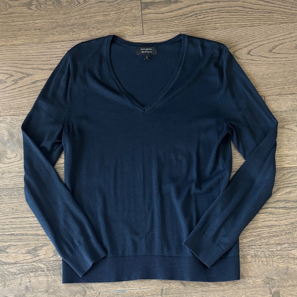 Banana Republic Deep Blue V-Neck Sweater